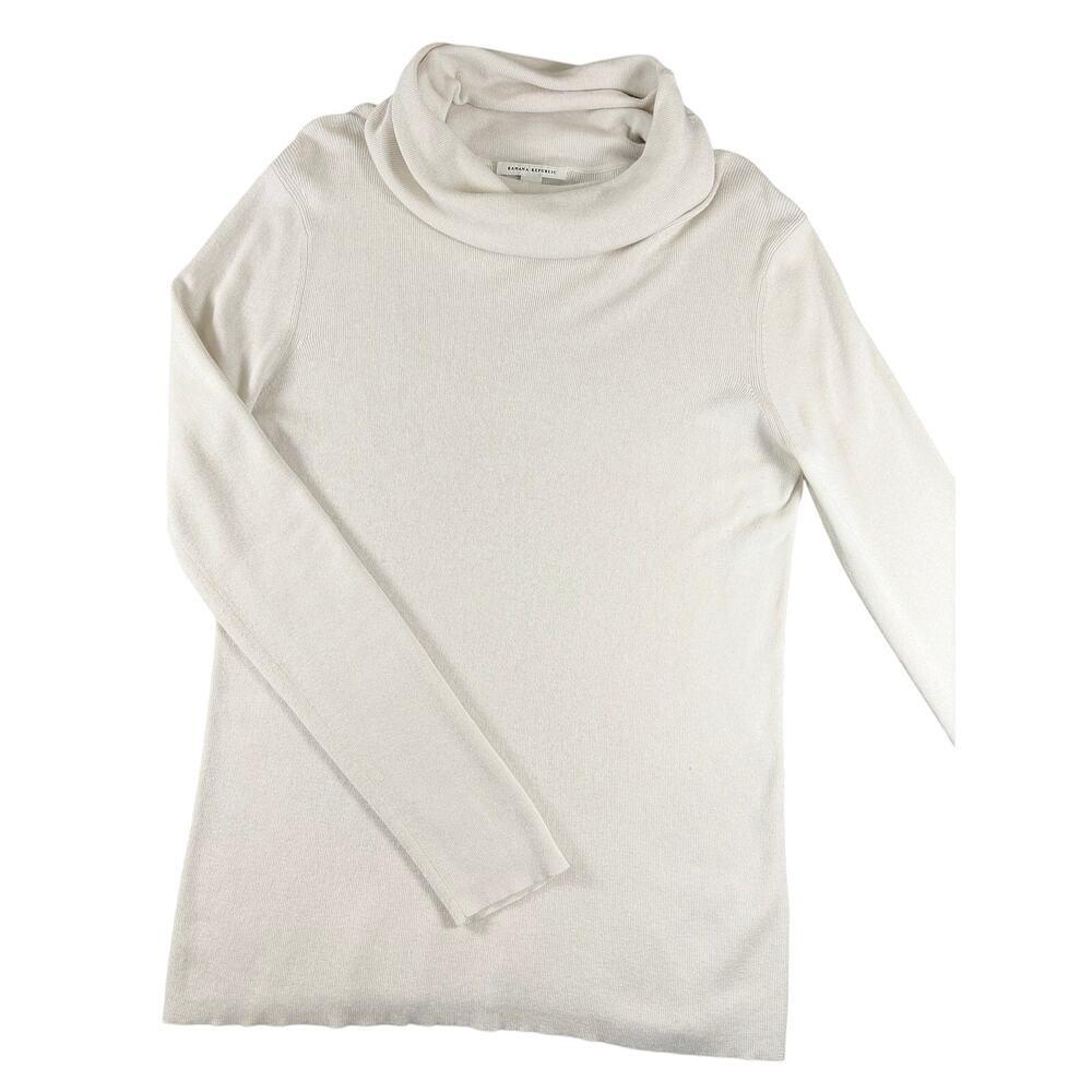 Banana Republic Ivory Silk Cashmere Blend Cowl Neck Sweater L